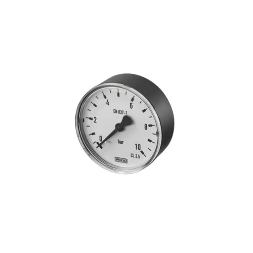 Manometer mit weißem Ziffernblatt und schwarzen Markierungen. Zeigt den Druck in bar an. Marke: Oventrop. Gehäuse aus Metall mit transparentem Schutzglas.
